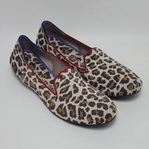 Rothy’s Mocha Spot Animal Print Flat Loafers Shoes Size 7.5